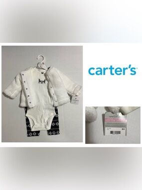 🆕CARTER’S - 9M - NWT - INFANT GIRLS 3PC SHERPA DEER SET